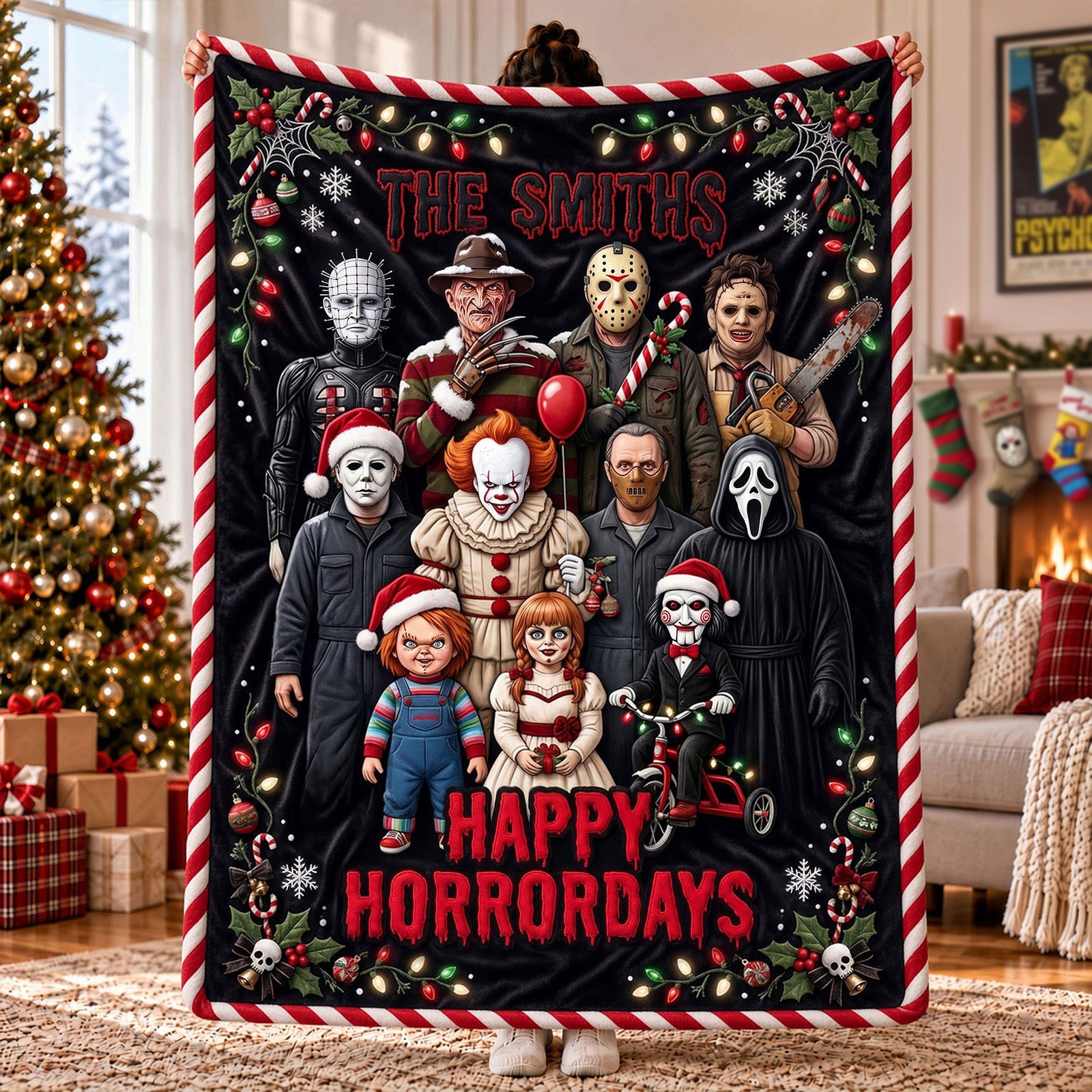 Happy Horrorday Blanket  - Personalized Gifts For Christmas Night Blanket 05PATI011026