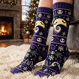 Midnight Mischief Christmas Socks - Personalized Gifts For Couple 03OHTI240926
