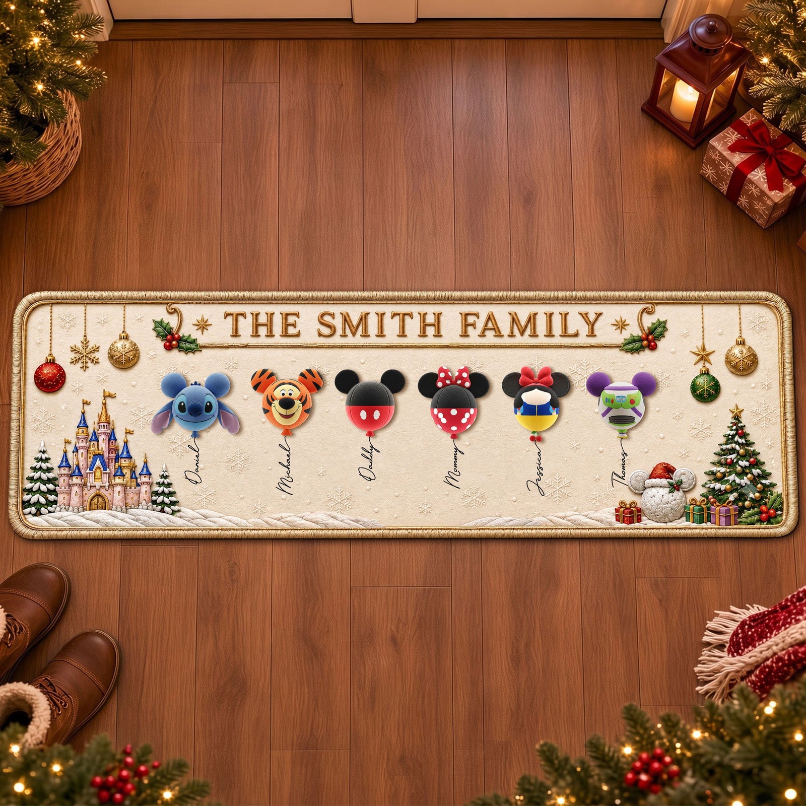 Magical Balloon Family Runner Rug Personalized Christmas Gifts 03OHTI050926