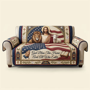 God Bless This Home And All Who Enter Quilted Sofa Cover - Personalized Gifts For Family 03huti220626
