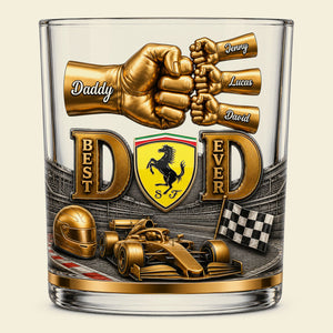 Speed Sport Fans Dad And Kids Fist Bump 11oz Round Glass - Personalized Gifts For Father's Day Glass 03NATI010626