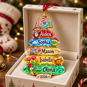 Whimsical Bookish Christmas Acrylic Ornament - Personalized Christmas Gifts For Reading Lovers Family 02pati101026