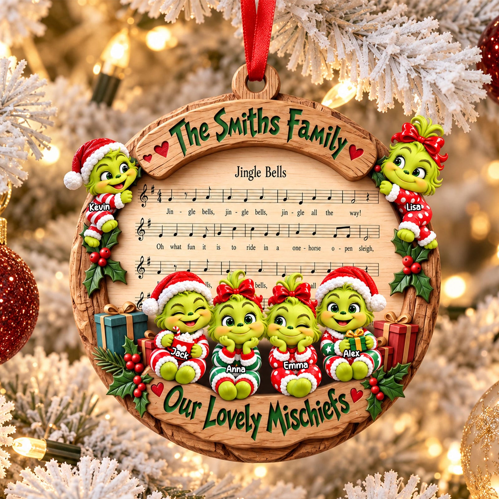Mischief Kids Family Ornament - Personalized Gifts For Family Christmas Ornament 06PATI221026