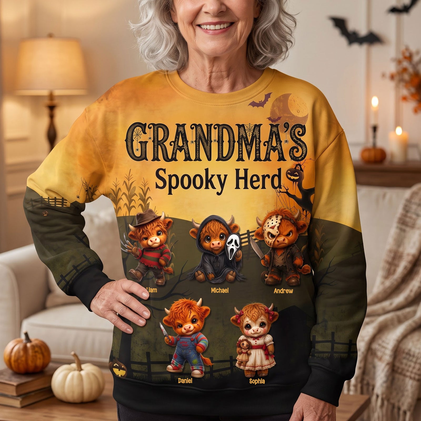 Spooky Highland Cows Mom 3D Shirt, Personalized Gifts For Mom & Grandma 03qhti180826