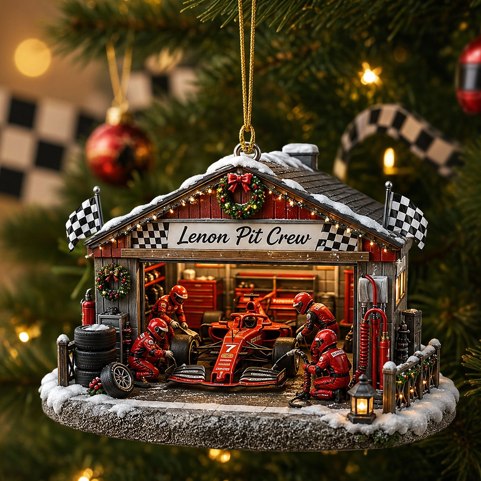 Festive Pit Crew Ornament, Personalized Christmas Gifts 04qhti020926