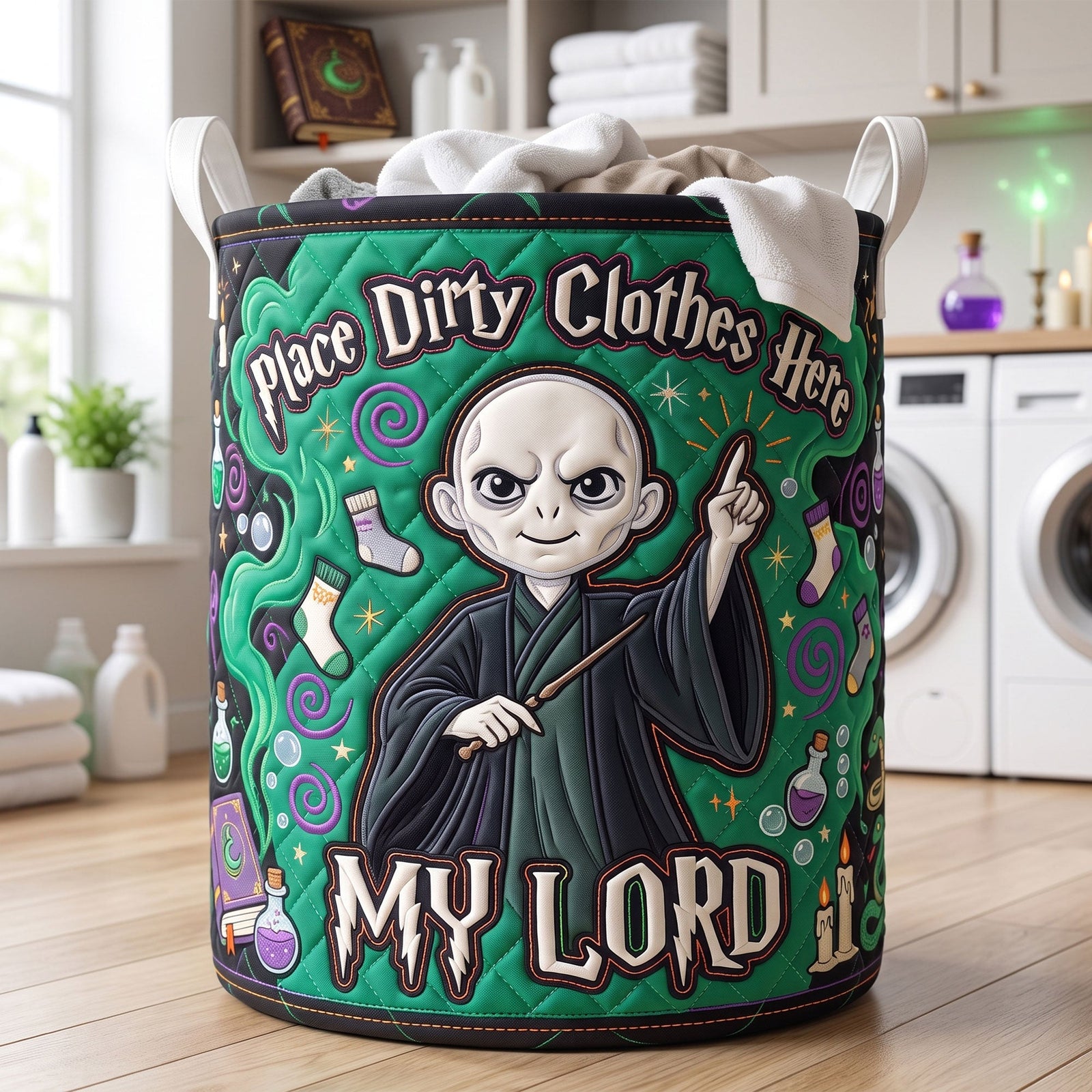 Place Dirty Clothes Here Fantastical Quilted Laundry Basket - Personalized Gifts 03huti090726