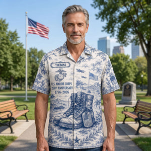 Veteran Celebrate America 250th Anniversary Toile De Jouy Hawaiian Shirt - Personalized Gifts For Veterans 01huti180626
