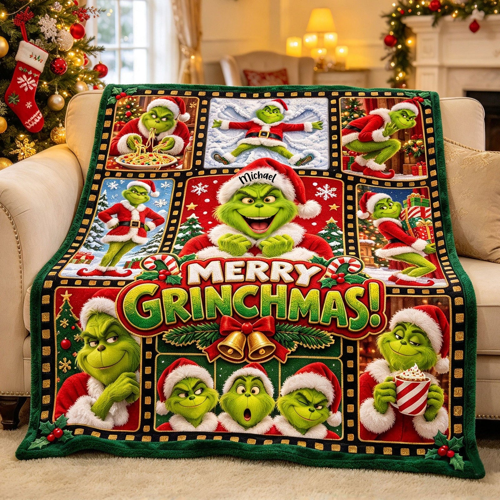 Festive Season Blanket - Personalized Gifts For Christmas Blanket 01PATI151026
