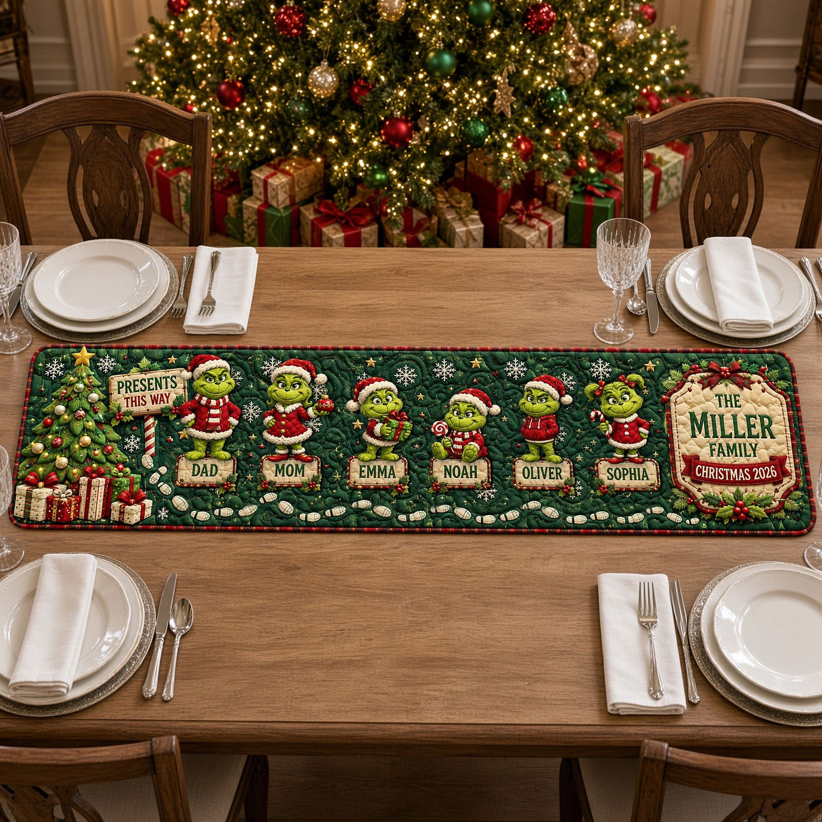 Mischievous Family Quilted Table Runner - Personalized Christmas Gifts For Family 02nati050926