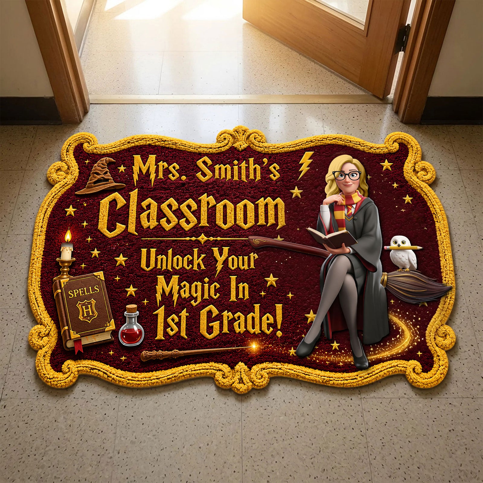 Unlock Teaching Potential Custom Shaped Doormat - Personalized Gifts For Teachers 04nati300626