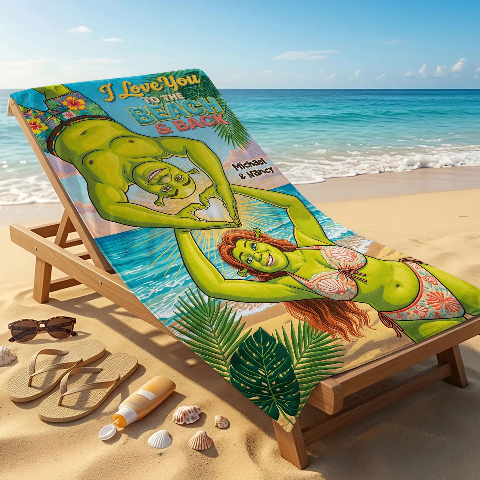 Tropical Couple Beach Towel - Personalized Couple Vacation Gift 05TOTI230726