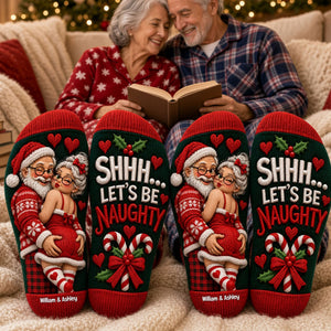 Old Naughty Santa Couples Middle Tube Socks - Personalized Christmas Gifts For Couples 02ohti220926