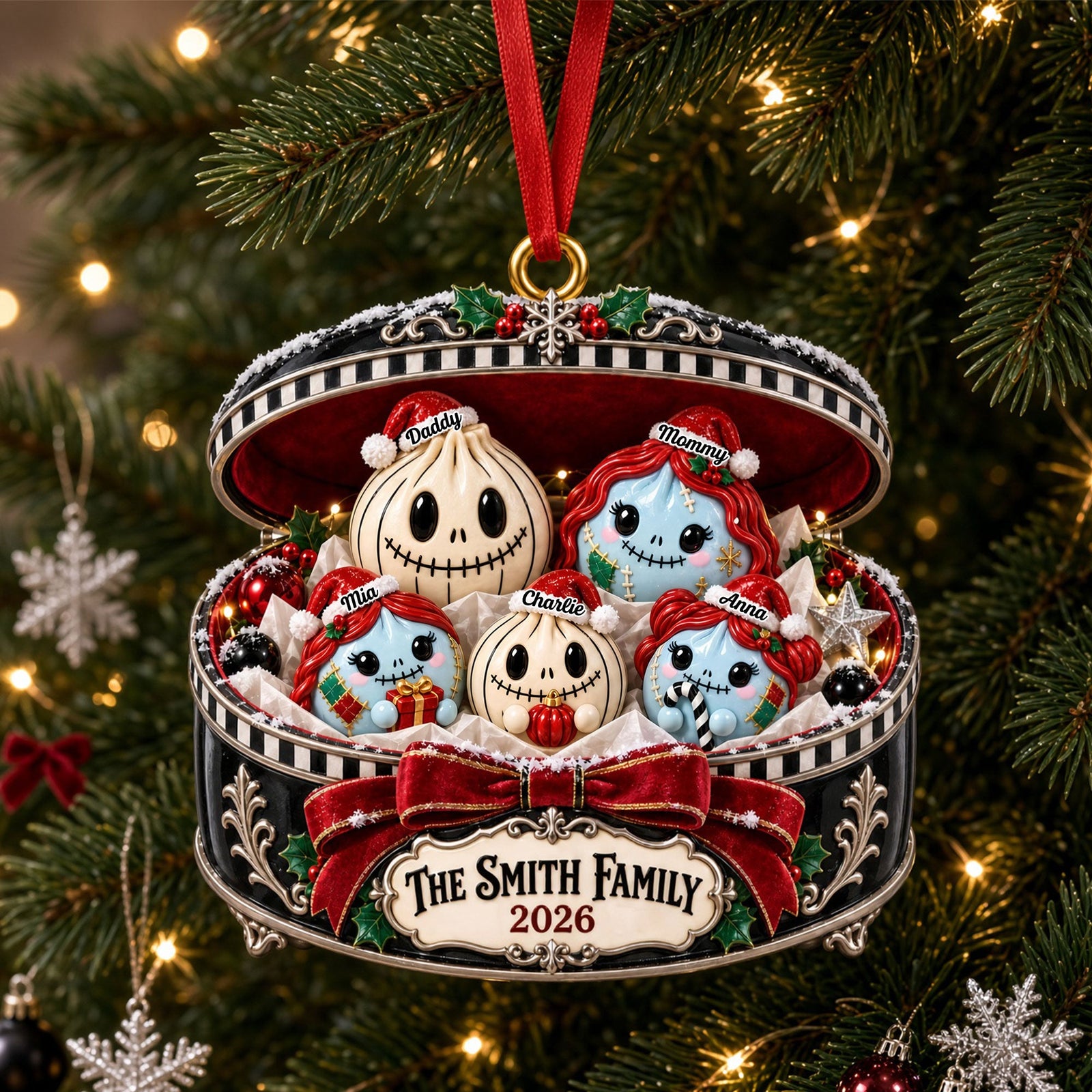Cute Spooky Dumpling Family Acrylic Ornament - Personalized Christmas Gifts For Family 02tyti011026