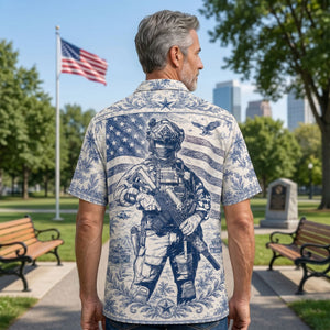 Veteran Celebrate America 250th Anniversary Toile De Jouy Hawaiian Shirt - Personalized Gifts For Veterans 01huti180626