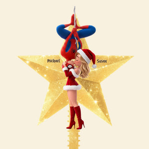 Romantic Kiss Christmas Tree Topper - Personalized Gift For Couples 02HUTI210826