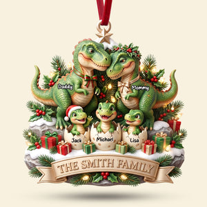 Dinosaur Family Ornament - Personalized Christmas Gifts For Family 04TYTI180826