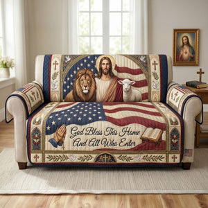 God Bless This Home And All Who Enter Quilted Sofa Cover - Personalized Gifts For Family 03huti220626