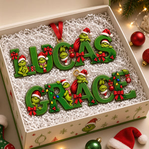 Cute Grouchy Mischief Alphabet Christmas Acrylic Ornament - Personalized Christmas Gifts 02nati100926