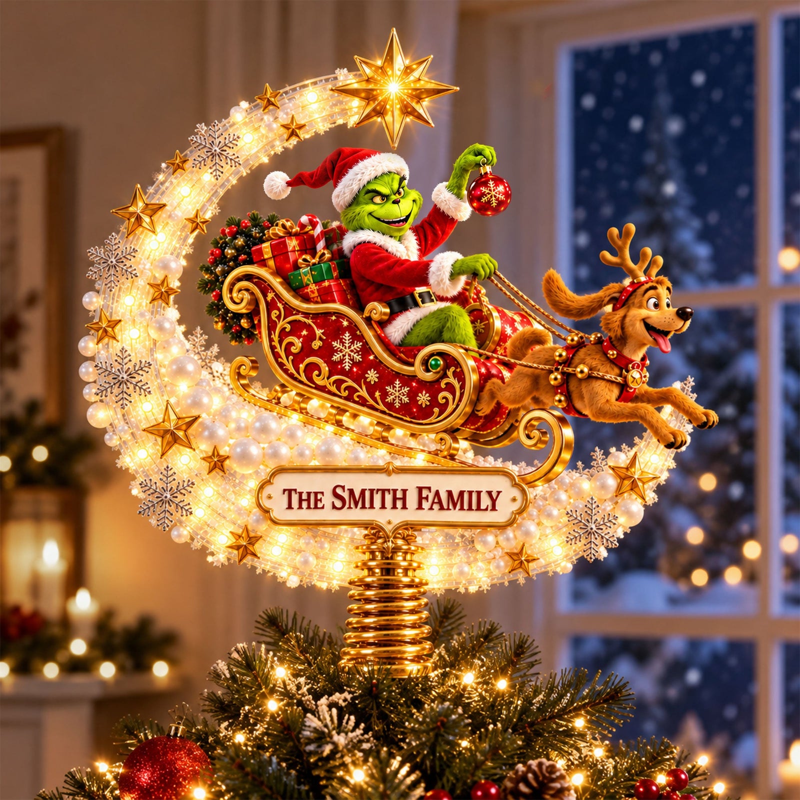 Christmas Sleigh Ride Family Tree Topper - Personalized Gifts For Family 06TYTI201026