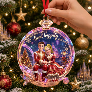 Happy Engagement Ring Ornament, Personalized Gifts For Couple 03qhti040926