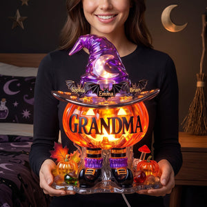 Bat Kids Pumpkin Light Box - Personalized Gifts For Grandma, Mama Halloween Acrylic Light Box 02PATI300726-Homacus