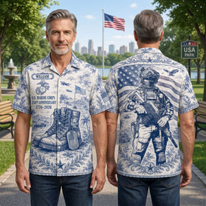 Veteran Celebrate America 250th Anniversary Toile De Jouy Hawaiian Shirt - Personalized Gifts For Veterans 01huti180626