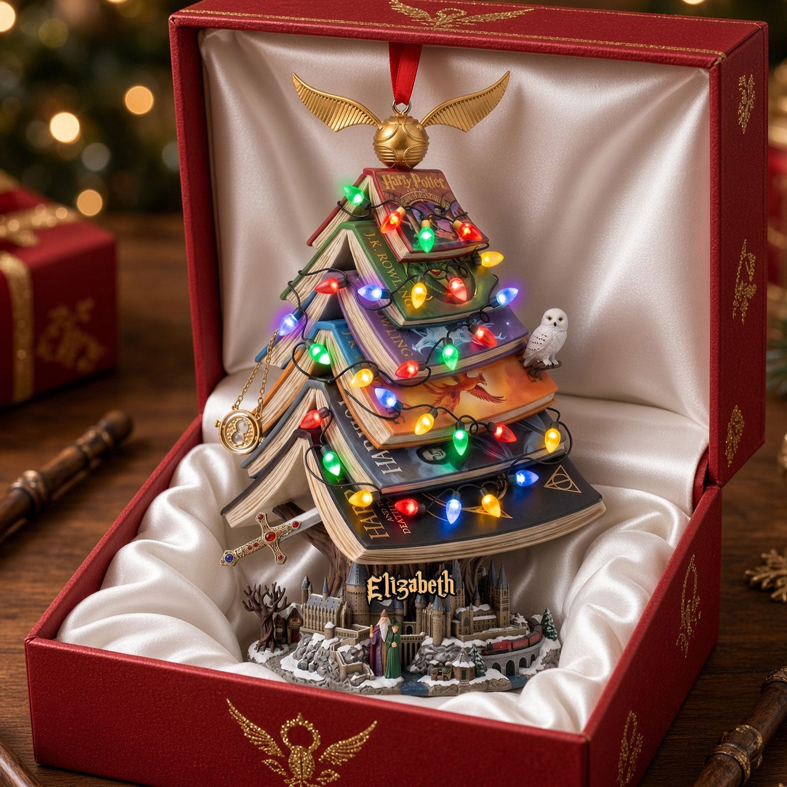 Whimsical Book Stack Christmas Ornament - Personalized Gift For Book Lovers 06HUTI120926