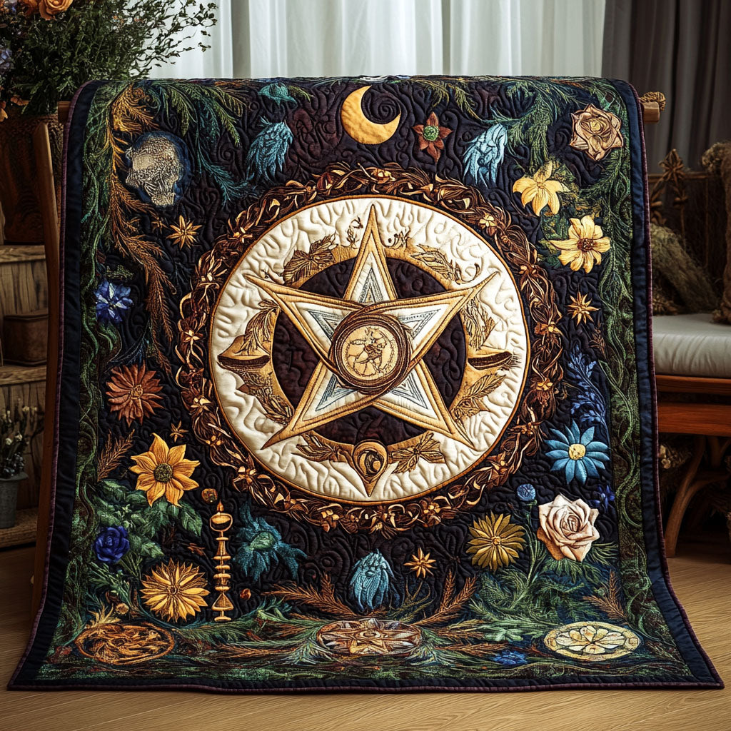 Mystic Pentacle Bloom Quilted Blanket NCU0PT3781