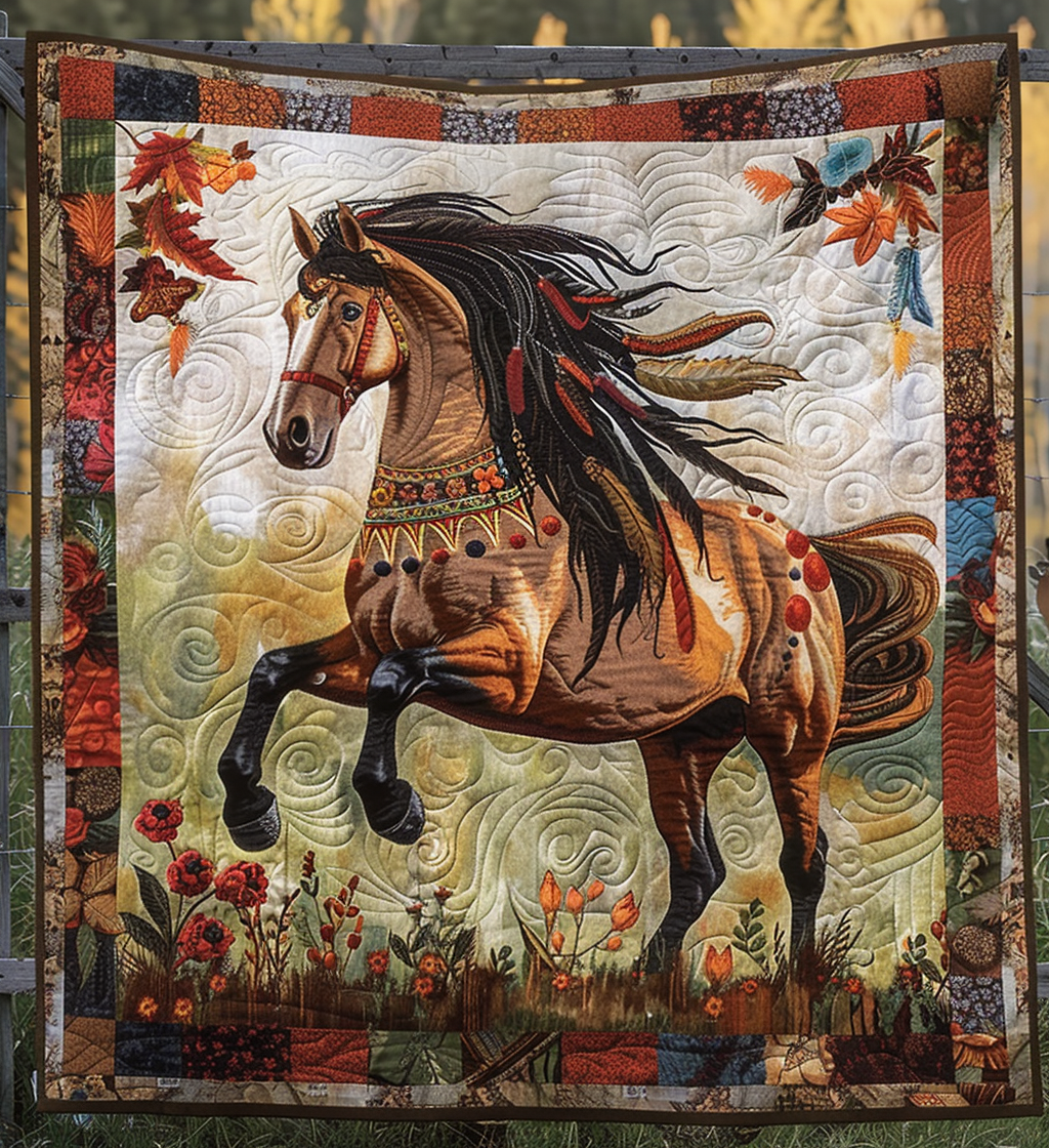 Native Horse Field Quilted Blanket NCU0DV1490