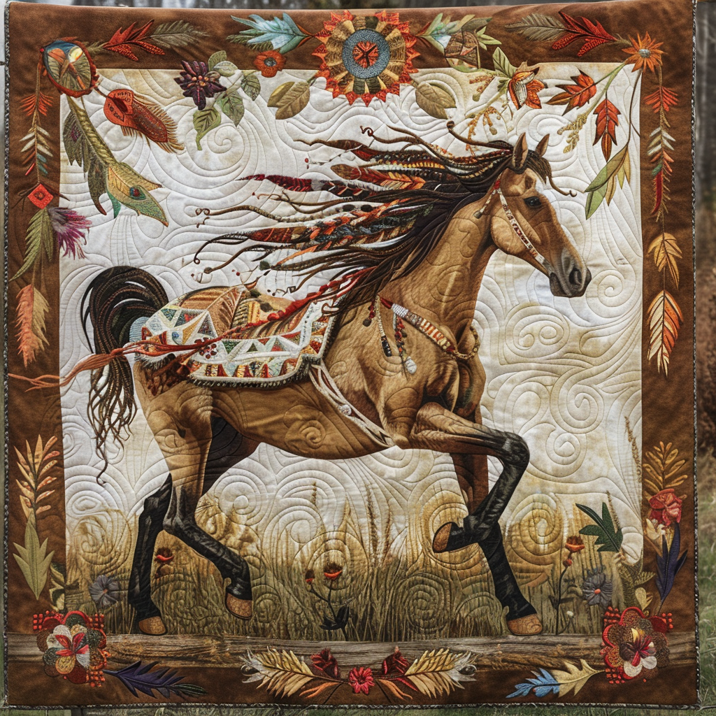 Native Horse Serenade Quilted Blanket NCU0DV1494