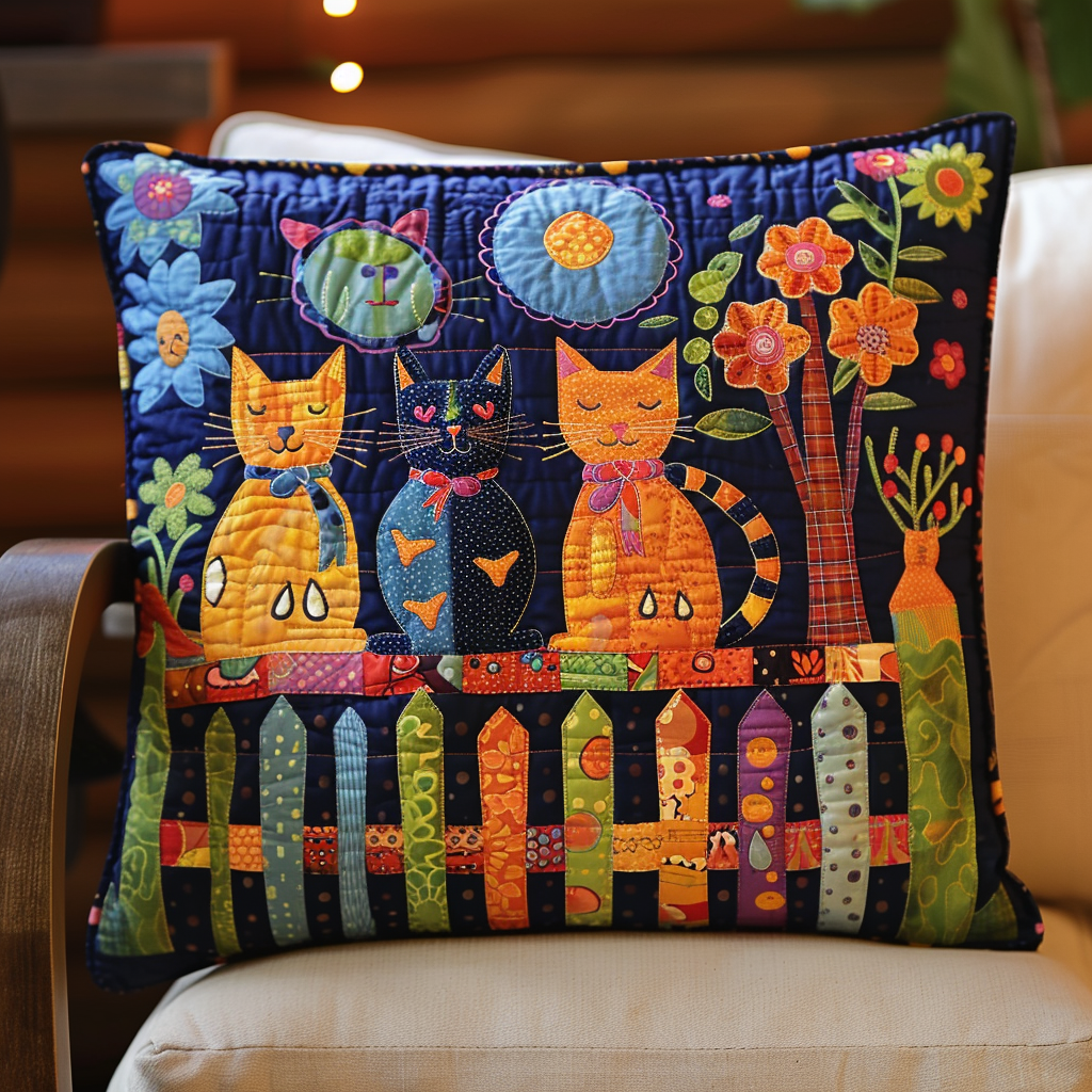 Night Charming Cat Quilted Pillow Case NCU0PD360