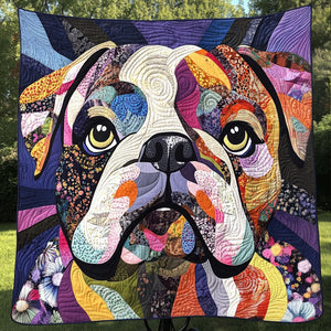 Patchwork Bulldog Art Quilted Blanket NCU0NT5259