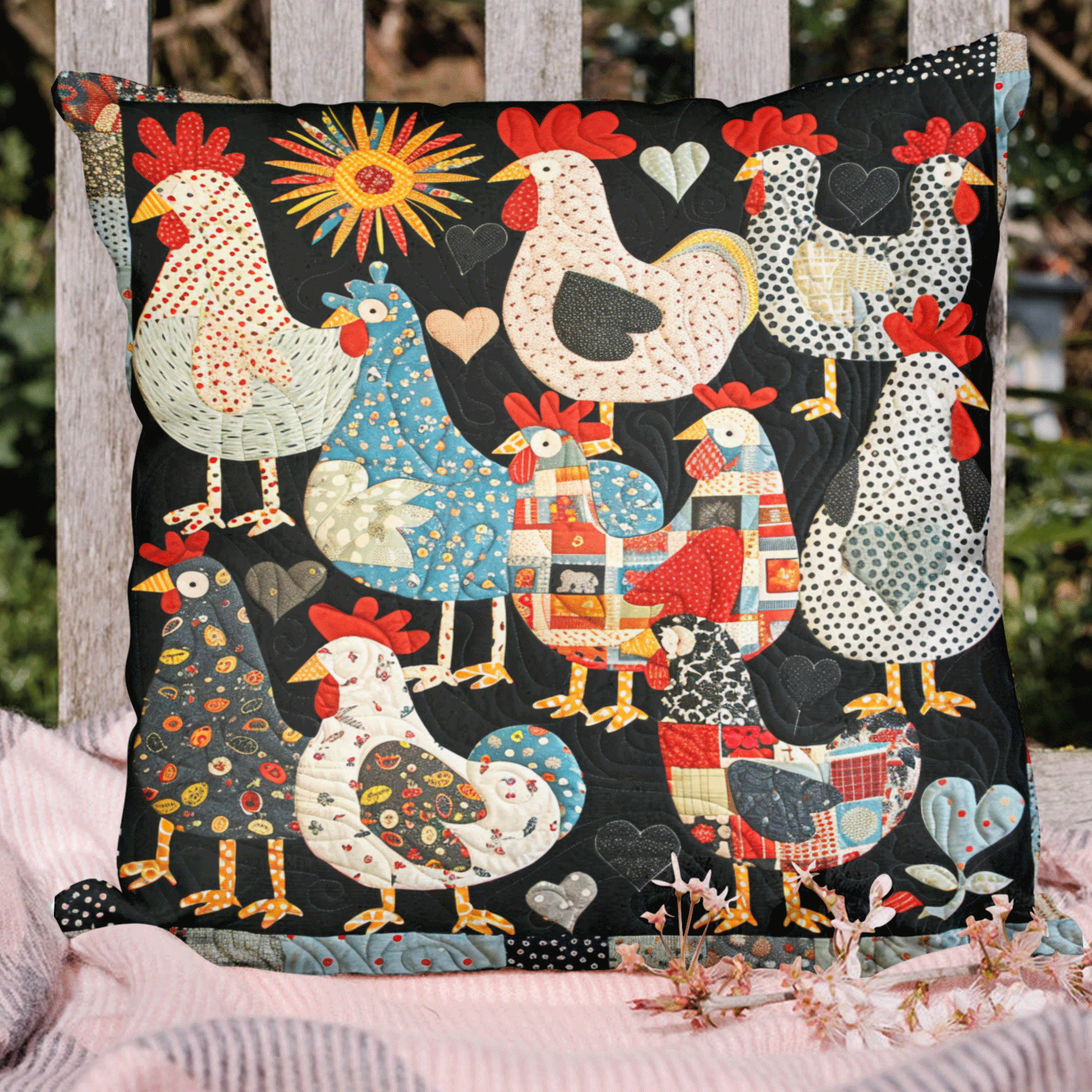 Patchwork Poultry Quilted Pillow Case NCU0TH1207
