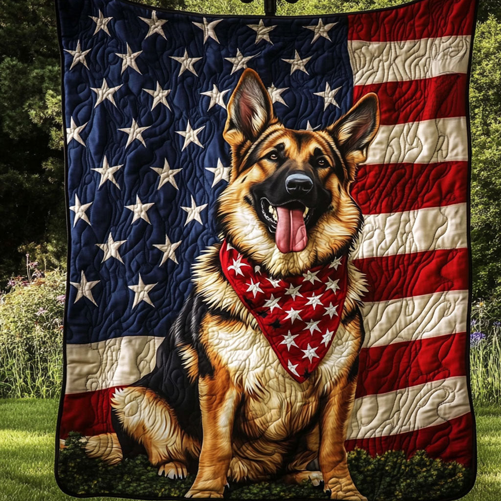 Patriotic German Shepherd Quilted Blanket NCU0NT5253