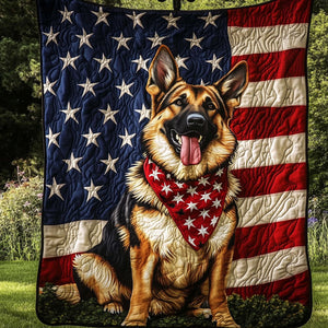 Patriotic German Shepherd Quilted Blanket NCU0NT5253