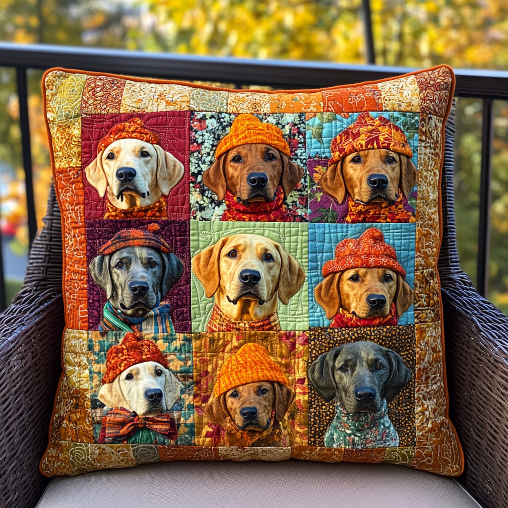 Playful Fall Labrador Quilted Pillow Case NCU0PD718