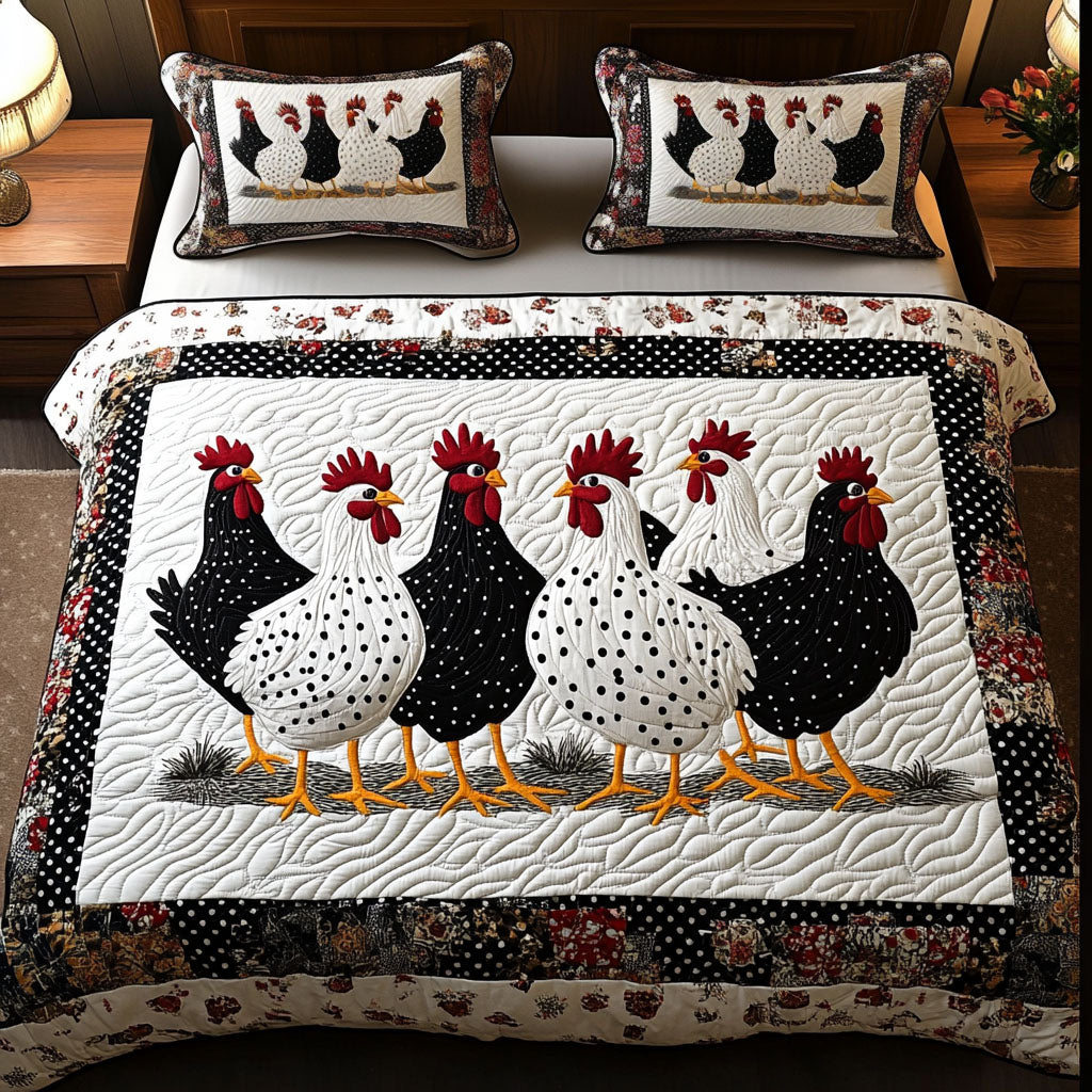 Chicken 3-Piece Quilted Bedding Set NCU0VT112