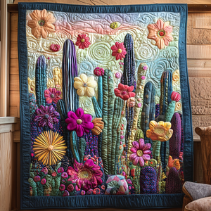 Psychedelic Cactus Quilted Blanket 02acxn140425