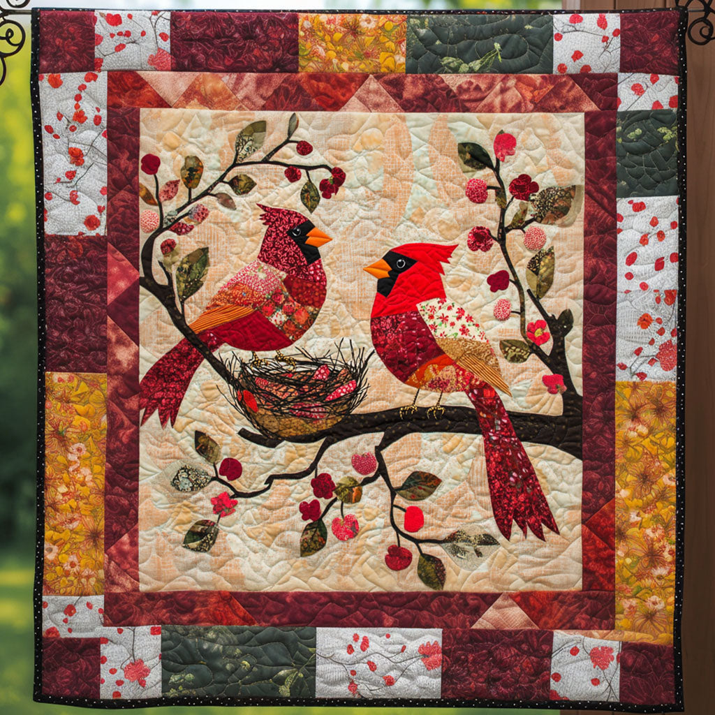 Rustic Cardinal Charm Quilted Blanket 03acxa140425