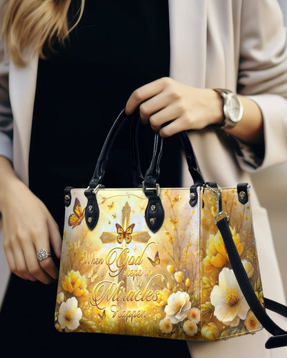 When God Steps In Miracles Happen Leather Bag - Gifts For Jesus Lovers 01acxn210425