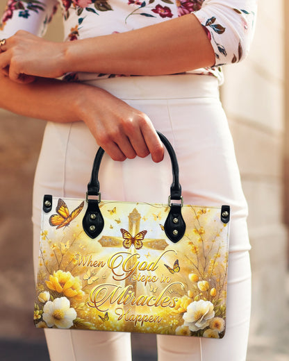 When God Steps In Miracles Happen Leather Bag - Gifts For Jesus Lovers 01acxn210425