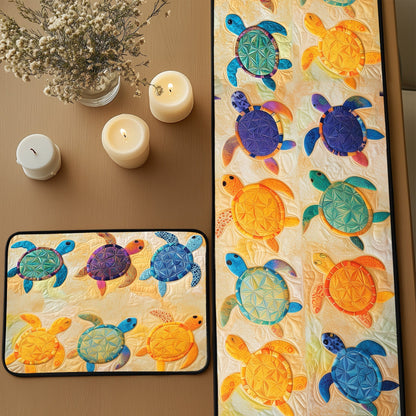 Sea Turtle Serenade Quilted Table Runner and Quilted Place Mat Set NCU0PT4563