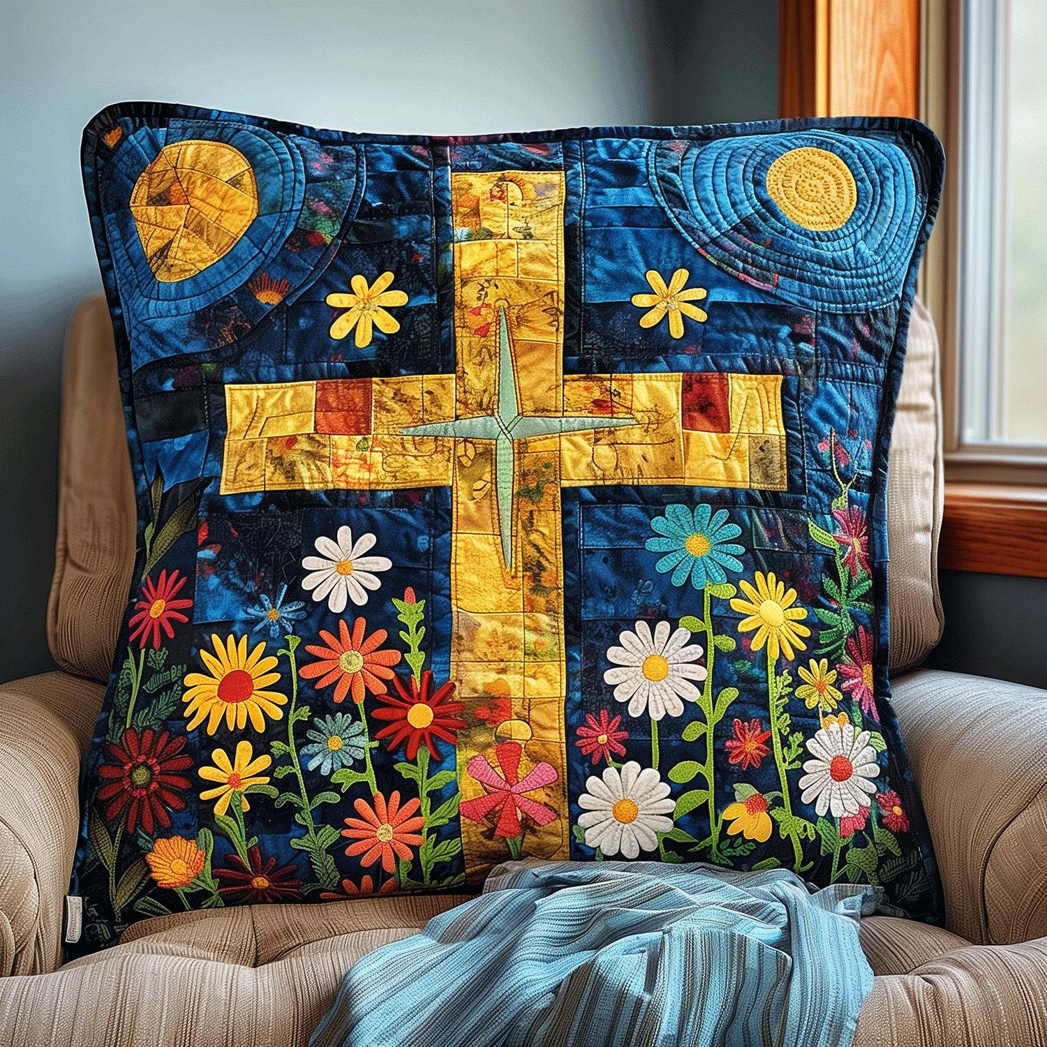 Serene Cross Quilted Pillow Case NCU0TH1077
