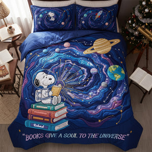 Astronaut Reading Quilt Bedding Set - Personalized Gifts For Book Lovers 01PAQN031125