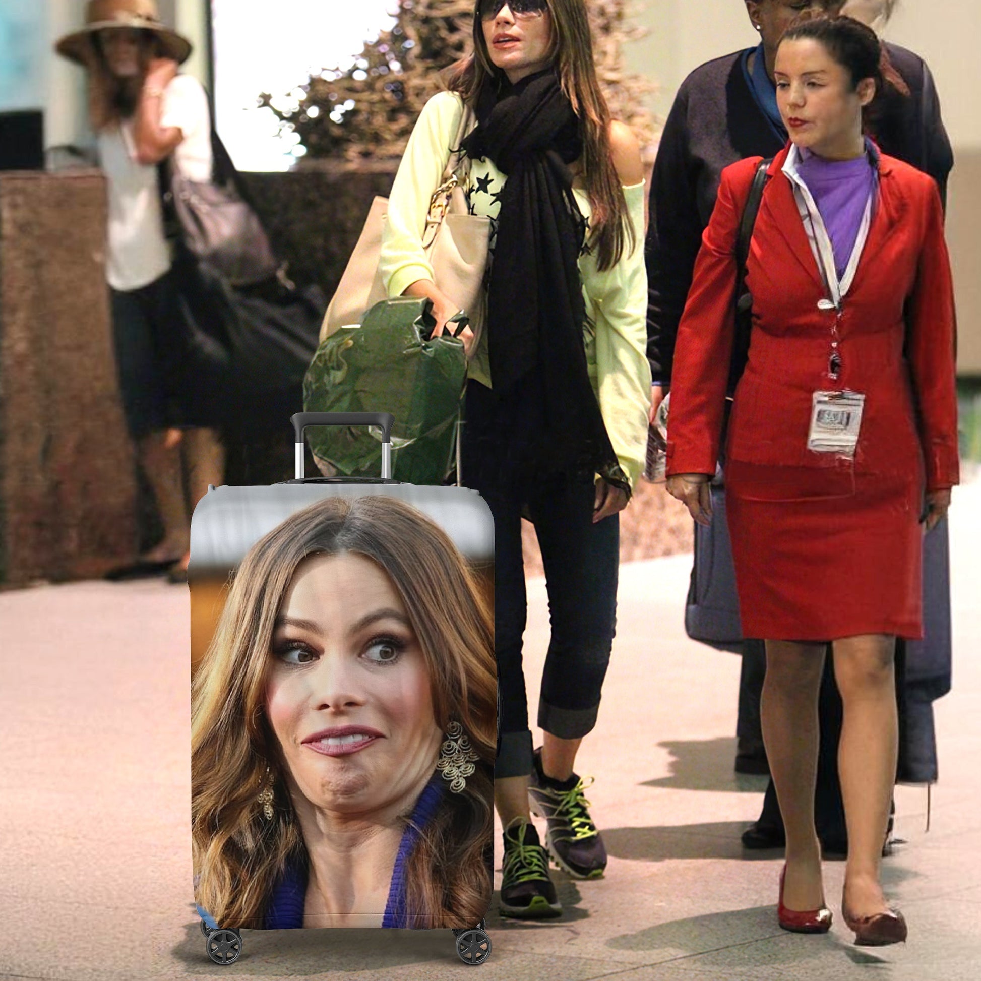 Custom Photo Luggage Cover, Humorous Gift For Upcoming Trips 01qhqn060724 - Luggage Covers - GoDuckee