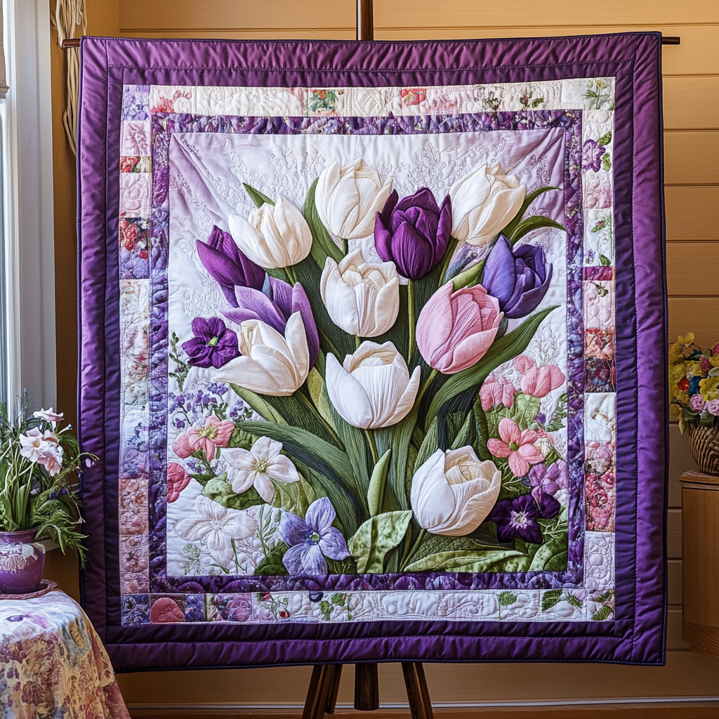 Soft Floral Embrace Quilted Blanket NCU0VH3302