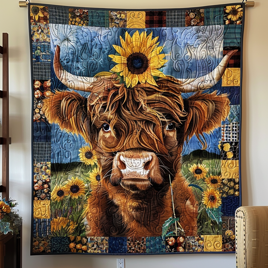 Sunflower Highland Harmony Quilted Blanket 03acxa110425