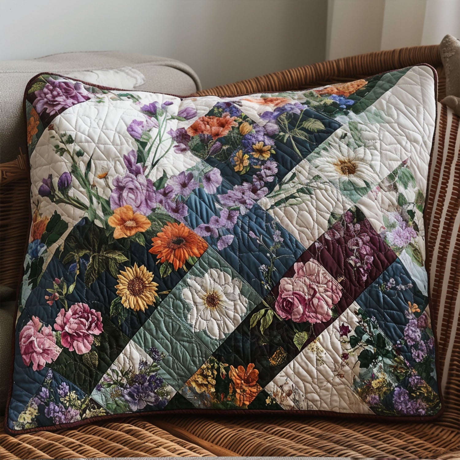 Sweet Petals Patchwork Quilted Bedding Pillow Case NCU0PT5215