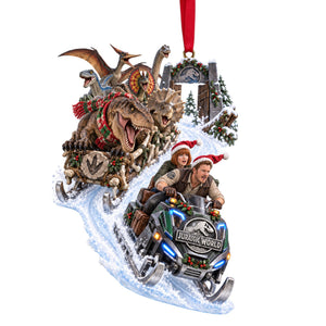 Prehistoric Snow Ride Ornament, Personalized Gifts 02QHLU160926