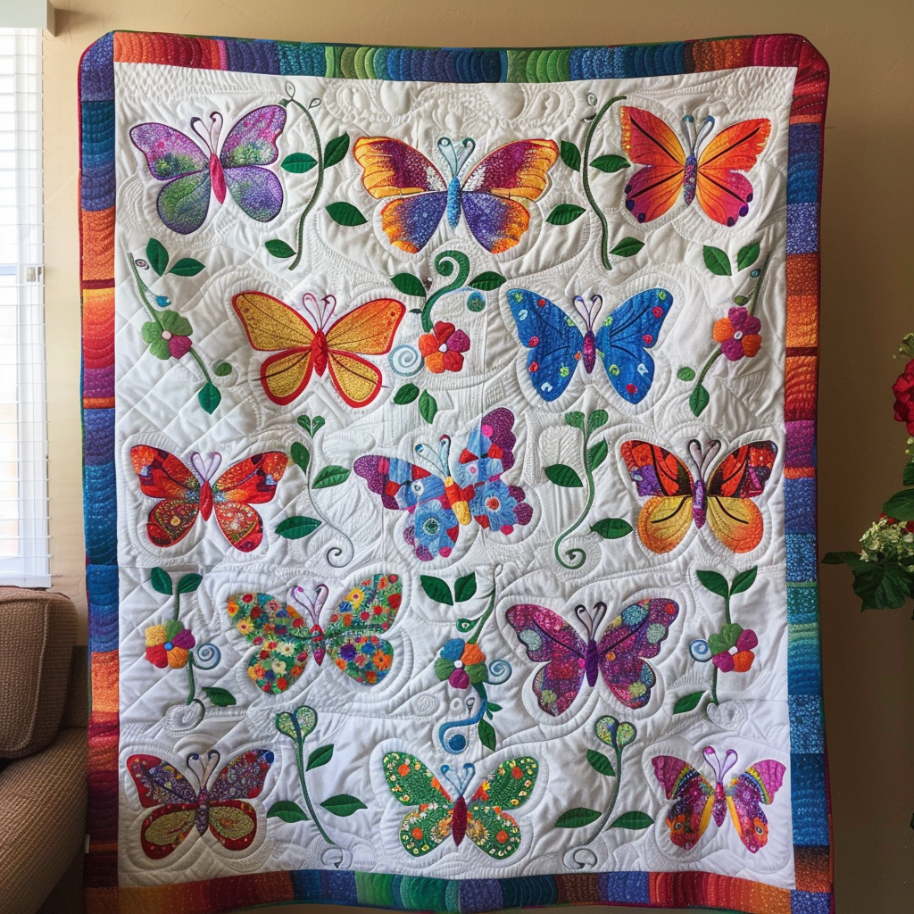 Vibrant Butterflies Quilted Blanket 04acxd100425